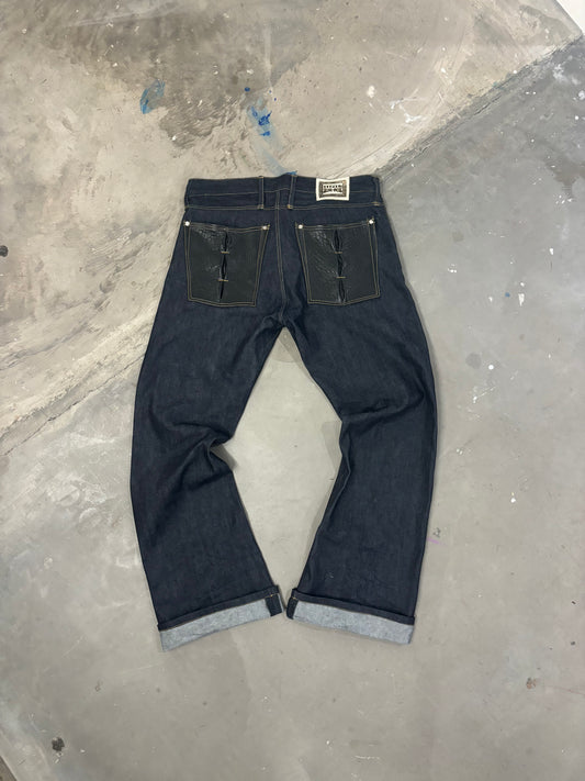 LEATHER WOUND JEANS