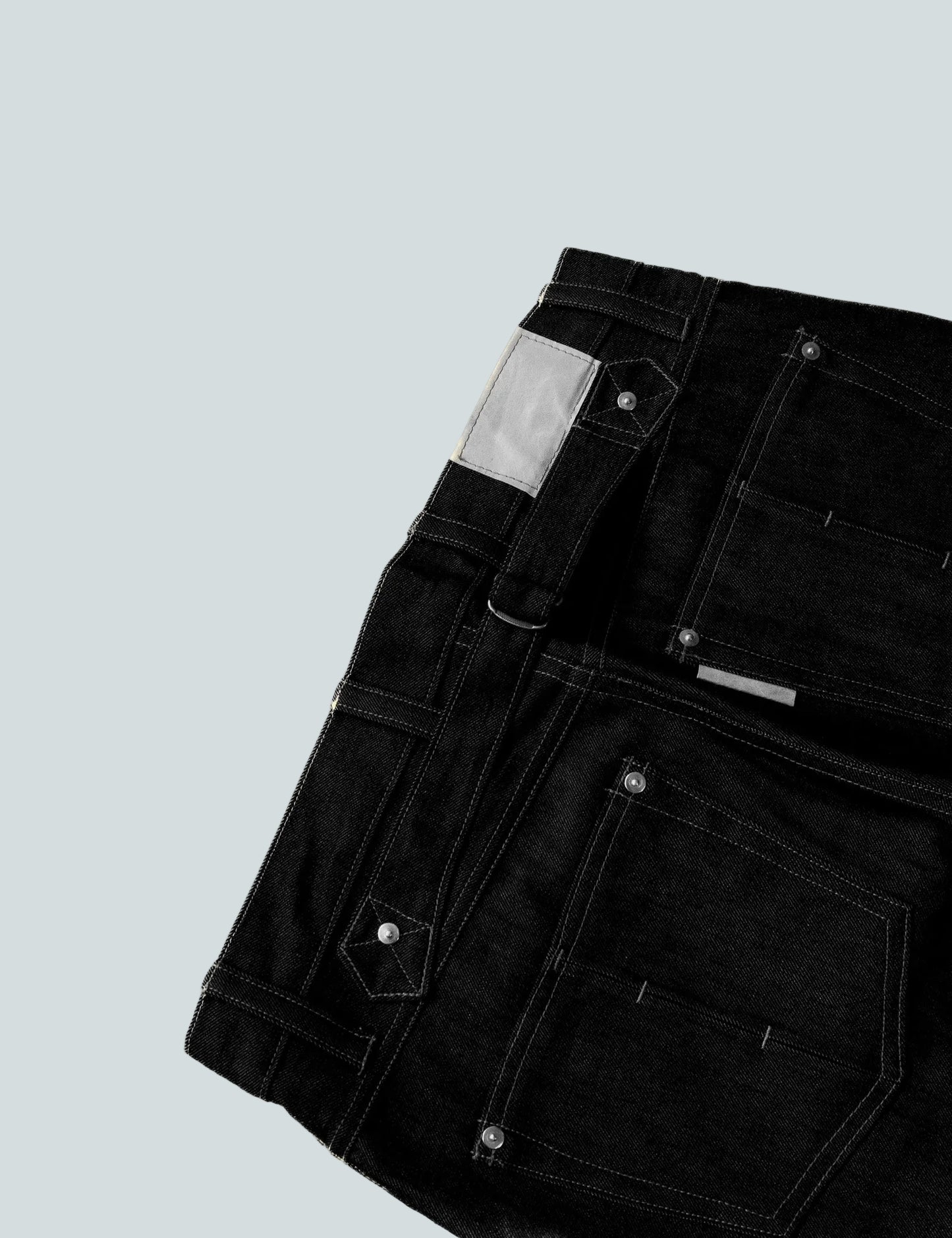 SCAR RAW DENIM TROUSERS - BLACK