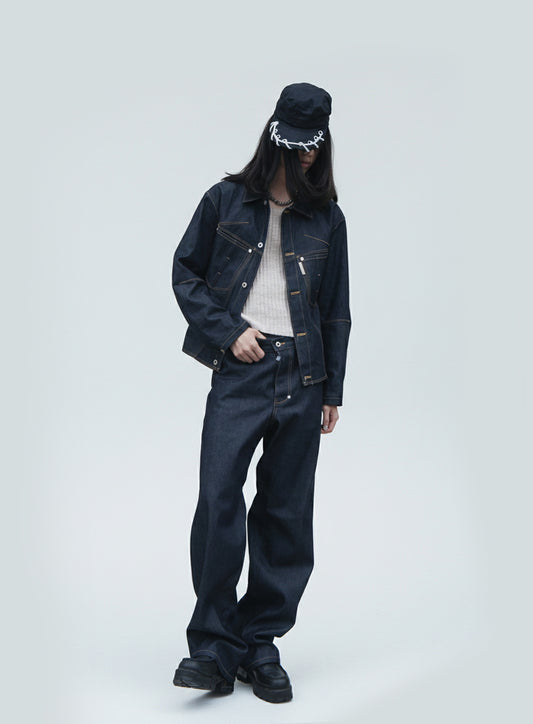 SCAR RAW DENIM JACKET - INDIGO